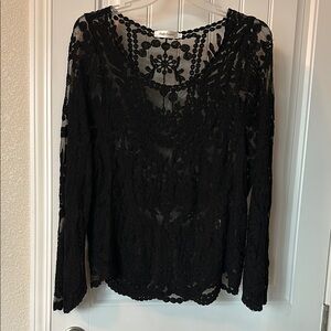 Black Lace Long Sleeve Top